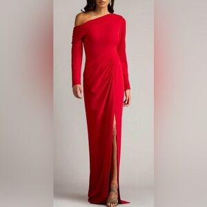 Tadashi Shoji BOS24638L - Draped One Shoulder Evening Gown NWT